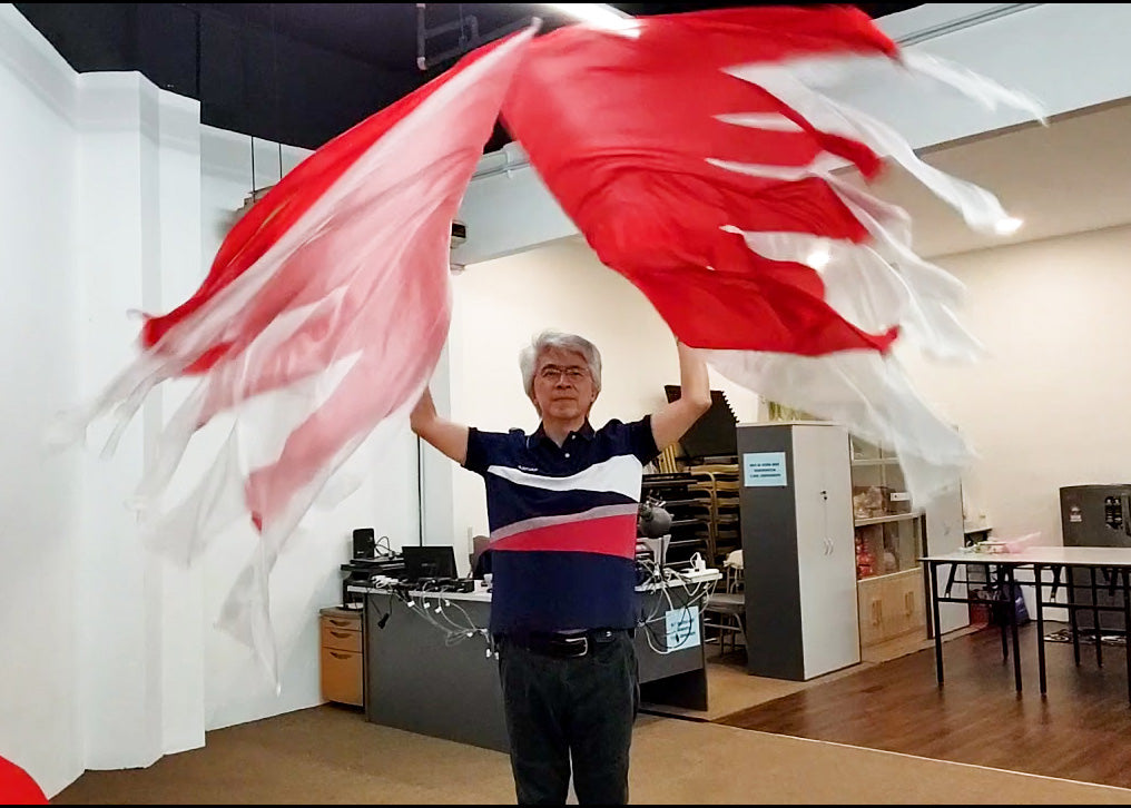 Alas de Ángel doble capa (rojo/blanco) seda alabanza y adoración bandera WF43X7055