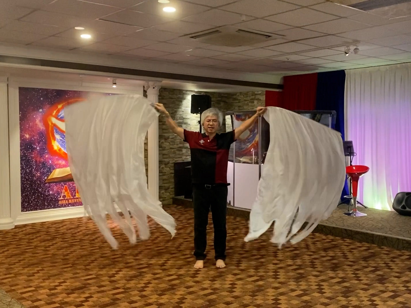 Angel Wings Double layer Silk Praise and Worship Flag WF43X7055