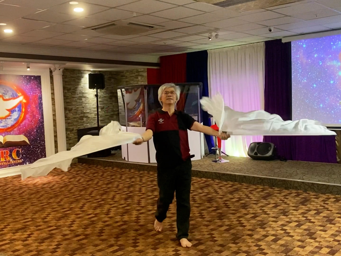 WXXLL-QUILL de bandera de alabanza y adoración de seda con alas de ángel-Flexible